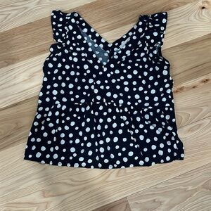 Loft Navy and White polka dot peplum top
